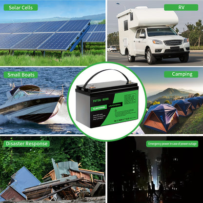 LiFePO4 Accu – Lithium Accu – Batterij – Deep Cycle Accu – Energieopslag – 12V - 200Ah – 100A BMS Bescherming – Lichtgewicht & Compact