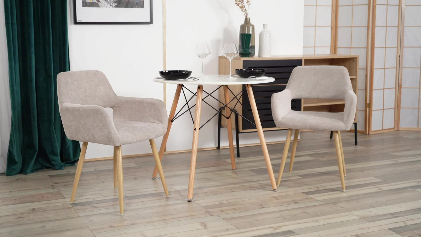 Scandinavische Eetkamerstoel – Stoel – Armstoel – Keukenstoel – Woonkamerstoel – Set van 6 Beige – Ergonomisch Design – Metalen Poten