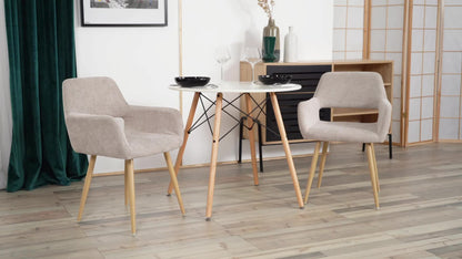 Scandinavische Eetkamerstoel – Stoel – Armstoel – Keukenstoel – Woonkamerstoel – Set van 6 Beige – Ergonomisch Design – Metalen Poten