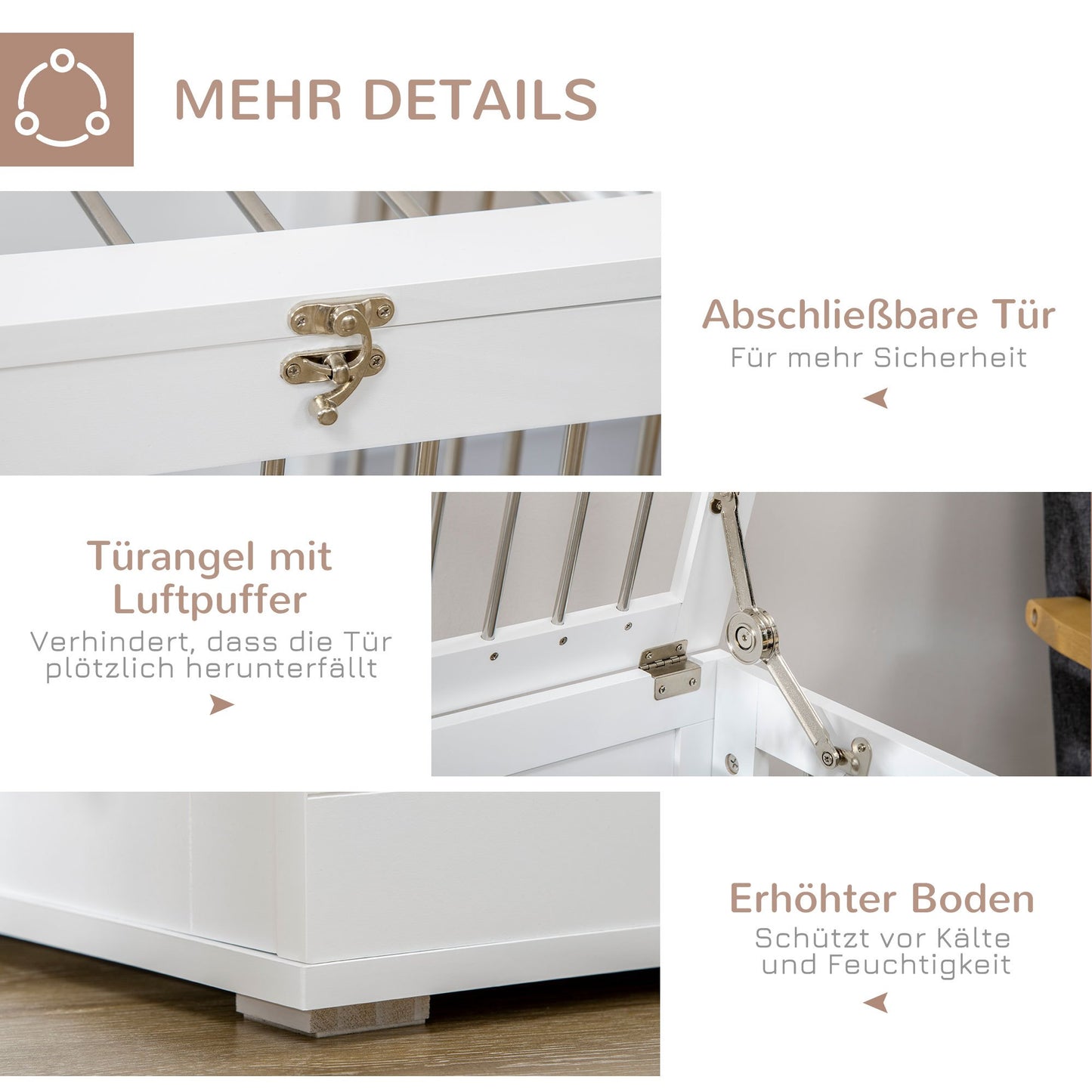 Hondenbench – Hondenkooi – Hondenhok – Hondenkennel – Wit – 2 Lockable Deuren – Stevige MDF & Stalen Constructie – 80x50x56,5 cm – Voor Middelgrote Honden