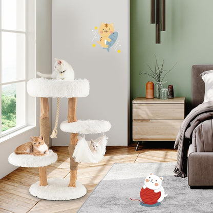 Krabpaal – Kattenboom – Kattenmeubel – Krabton – Kattentoren – 87 cm Hoog – Massief Hout Met Sisal & Jute