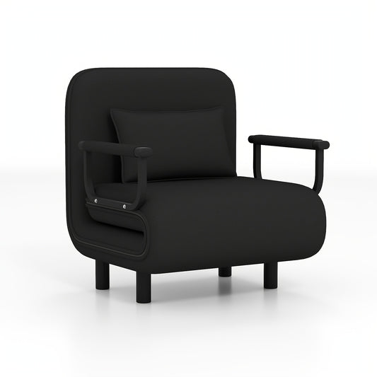 Slaapbank – Bankbed – Relaxfauteuil – Slaapstoel – Slaapfauteuil – Verstelbare Rugleuning 5-niveaus – Duurzaam Polyester Zwart