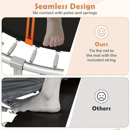 Ronde Trampoline – Tuintrampoline – Springkussen – Speeltoestel – Veiligheidsnet Trampoline – Oranje Kleur – Stevig Metalen Frame – Inclusief Ladder