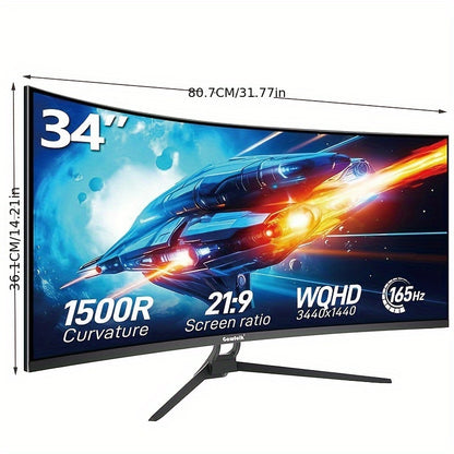 34 inch Curved Monitor – Ultrawide Gaming Monitor – Breedbeeldscherm – QHD Scherm – VESA Monitor – 165Hz Refresh Rate – 3440x1440 Resolutie