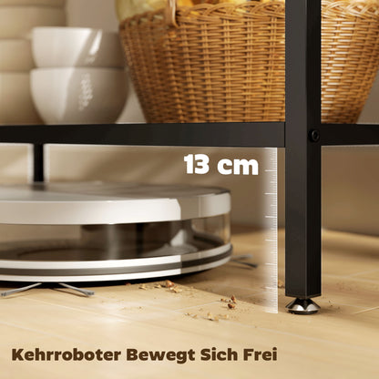 3-laags Opbergrek – Keukenrek – Opbergrek – Organizer – Bakplanken – Rustic-Bruin Hout – Zwart Stalen Frame – Stevig & Ruimtebesparend