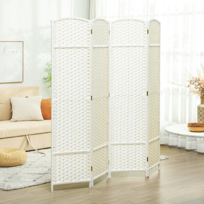 Kamerverdeler – Kamerscherm – Roomdivider – Ruimteverdeler – Vouwscherm – 4 panelen wit hout – Opvouwbaar & ruimtebesparend design
