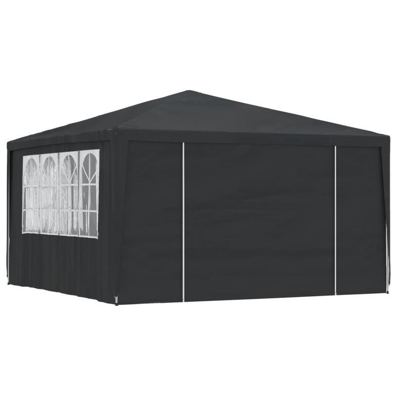 Professional Party Tent with Side Walls, 90 G/Square Meter, 4X4 Meters, in Anthracite Color.