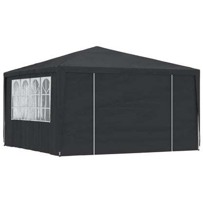 Professional Party Tent with Side Walls, 90 G/Square Meter, 4X4 Meters, in Anthracite Color.