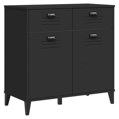 Modern Black Hardwood Storage Cabinet with Lockable Doors & 4-Drawer Heavy-Duty Construction - Large Capacity Multi-Purpose Furniture for Living Room, Bedroom, Kitchen - Sturdy Floor-Standing Organizer with Spacious Top Surfa