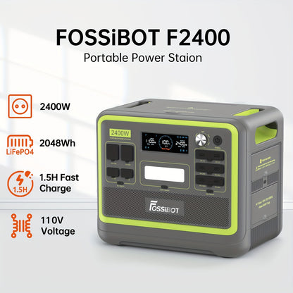 Power Station – Draagbare Generator – Noodstroomaggregaat – Mobiele Stroomvoorziening – Solar Generator – 2048Wh LiFePO4 Batterij – 2400W Continu Vermogen – Snelladen 1,5 uur – Zwart