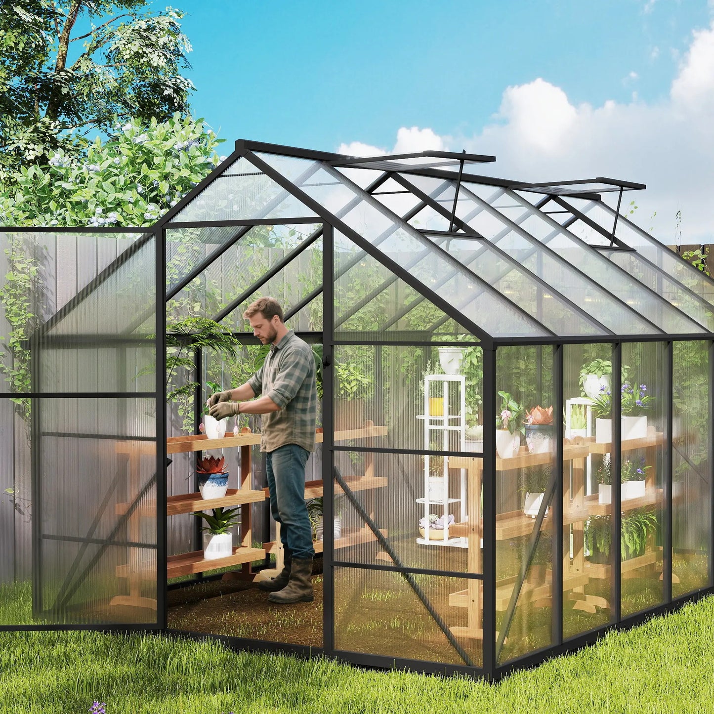 Kweekkas – Tuinkas – Broeikas – Serre – Plantenkas – 243,84x365,76 cm – Stevig Metalen Frame – Duurzame Transparante Plastic Folie
