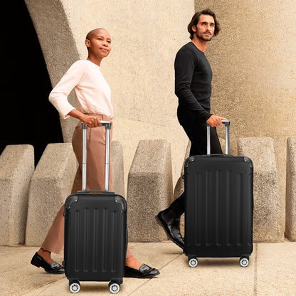 Koffer Set – Reiskoffers – Bagage – Trolley – Harde Koffer – ABS Hard Shell – 4 Zwenkwielen – TSA Combinatieslot – Zwart – M-L-XL