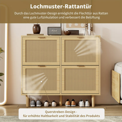 Schoenenkast – Schoenenrek – Schoenenopberger – Schoenenbank – Meubel – 4 Lades – Ruimtebesparend Ontwerp – Hardhouten Constructie – Beige Afwerking – Lichtgewicht & Stevig
