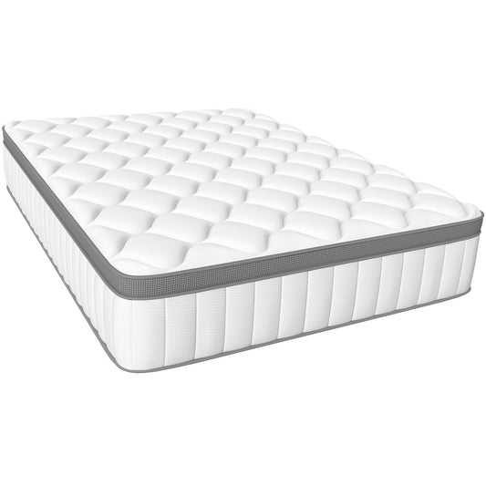 Kaluote 25cm Height Pocket Spring Mattress - 140x190cm Medium Firmness Breathable Ergonomic Design, Hypoallergenic & Pressure-Relieving, No Power Needed, Durable Fabric & Metal Frame for Spinal Support & Restful Sleep, Comfor