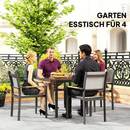 Opvouwbare Tafel – Buiten Tafel – Tuin Tafel – Camping Tafel – Balkon Tafel – Aluminium Houtcomposiet – 4 Wielen Anti-Slip – Weerbestendig Zwart