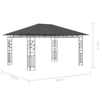 Tuinpaviljoen – Tuinoverkapping – Pergola – Prieel – Tuinhoek – Met Lichtslingers – Stevige Stalen Constructie – Afmeting 4x3x2,73m Anthraciet