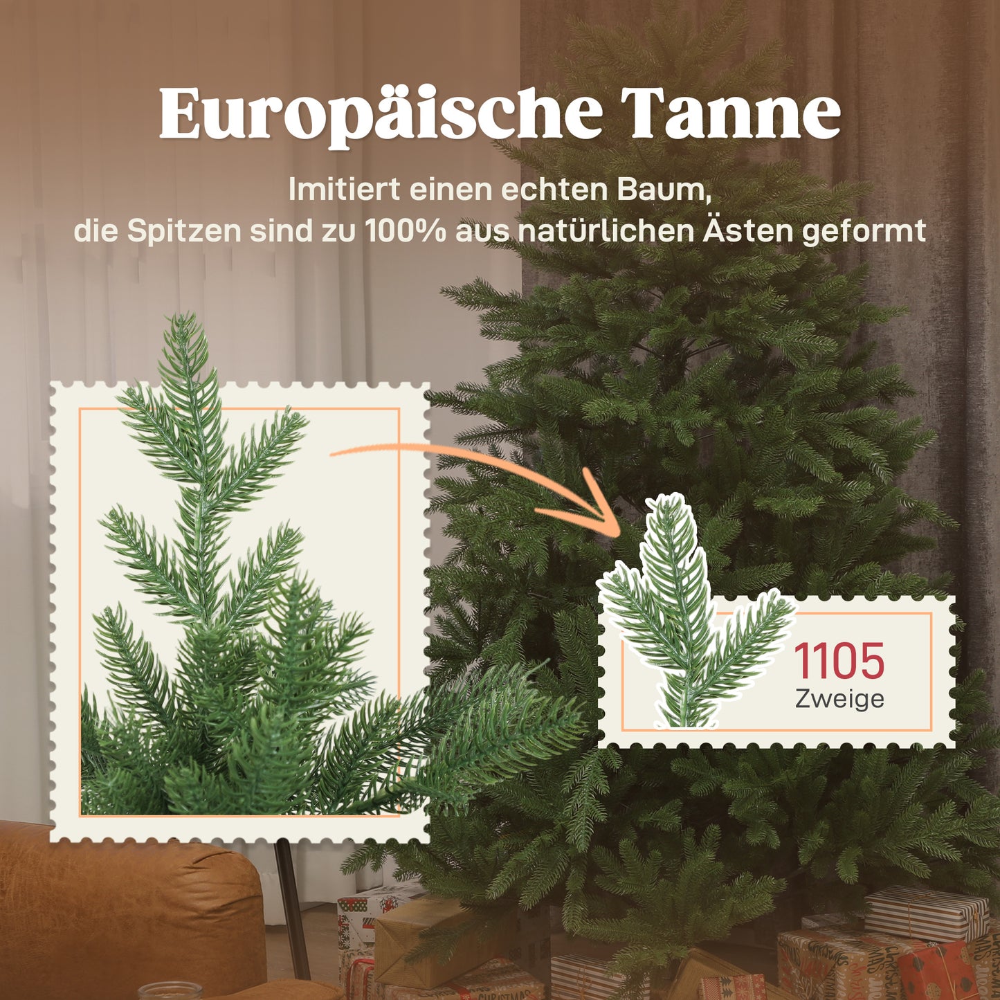 Kunstkerstboom – Nepboom – Kerstboom Kunststof – Vouwbare Kerstboom – Groene Kunstkerstboom – Realistische Uiterlijk – Houten Voet
