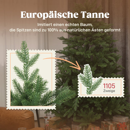 Kunstkerstboom – Nepboom – Kerstboom Kunststof – Vouwbare Kerstboom – Groene Kunstkerstboom – Realistische Uiterlijk – Houten Voet