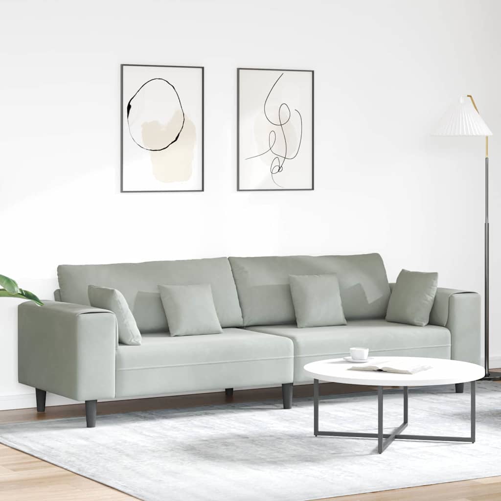 Velvet Bank – Zitbank – Sofa – 3-Zitsbank – Woonkamerbank – Lichtgrijs – Zachte Velvet Bekleding – Stevig Houten Frame