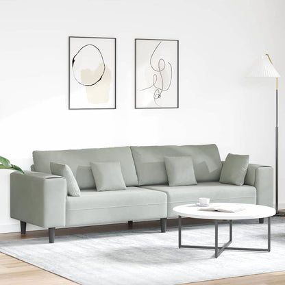 Velvet Bank – Zitbank – Sofa – 3-Zitsbank – Woonkamerbank – Lichtgrijs – Zachte Velvet Bekleding – Stevig Houten Frame