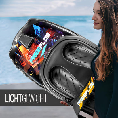 Kneeboard – Watersportboard – Knieplank – Waterboard – Surfboard – Zwart/rood – Lichtgewicht & Duurzaam PVC – Verstelbare Veiligheidsriem