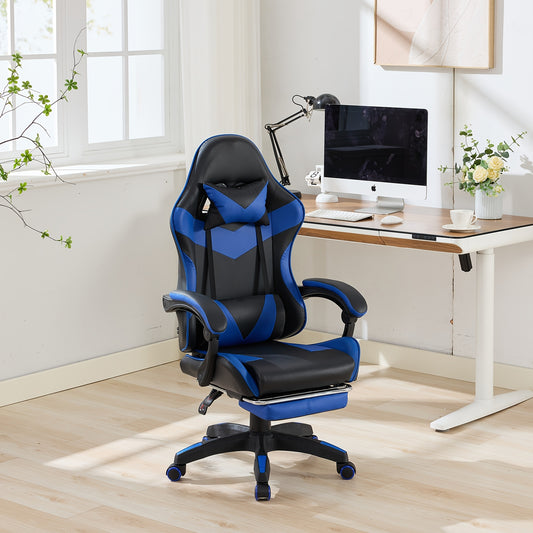 360° Rotating Racing  Design Lounge Chair, Gaming Chair, High-back Office Chair, Height Adjustable, with Wheels, Footrest, Headrest And Lumbar Support.