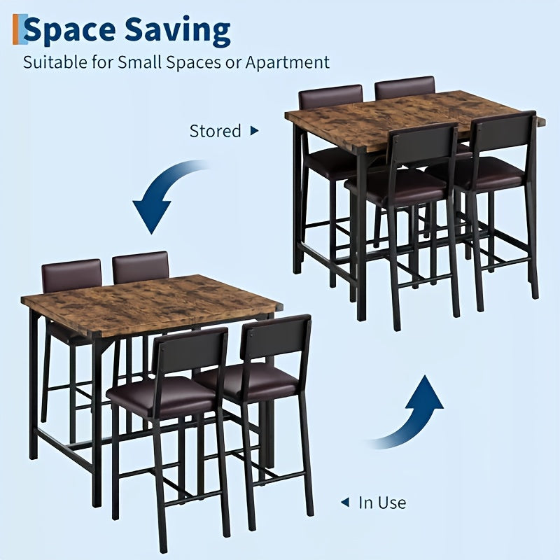Eettafelset – Eettafel Met Stoelen – Diningset – Keukentafelset – Industriële Eetkamerstoel Set – Zwart – Compact Design – Duurzaam Metaal En Hout
