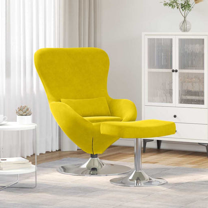 Fauteuil – Relaxstoel – Loungefauteuil – Draaistoel – Oorfauteuil – Geel Met Voetensteun – Fluweelstof – 360° Draaibaar