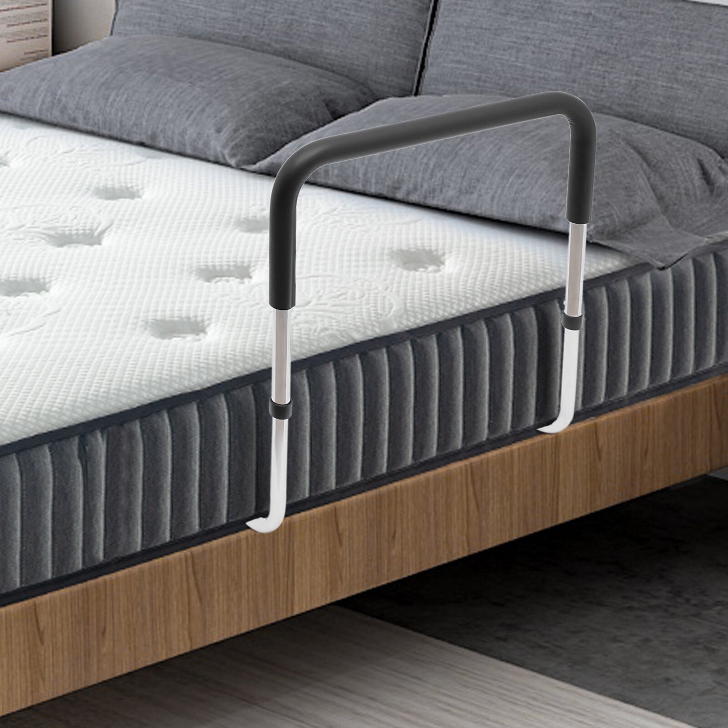 Bedbeugel – Bedsteun – Transferbeugel – Bedgreep – Uitstapbeugel – Verstelbaar tot 56 cm – Hoogwaardig koolstofstaal met zachte schuimhandgrepen