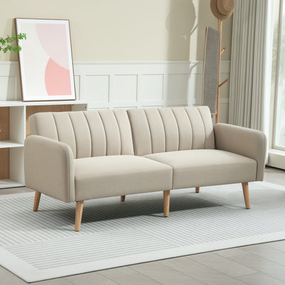 2-zits Bank – Loveseat – Zitbank – Tweezitsbank – Compacte Bank – Scandinavisch Design – Verstelbare Rugleuning 3 Standen – Ademend Linnen Stof Beige