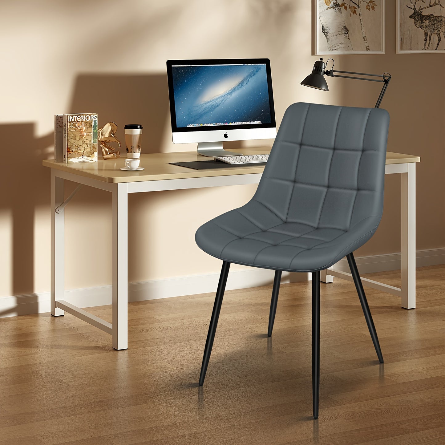 Eetkamerstoel – Stoel – Kuipstoel – Keukenstoel – Zithoekstoel – Set Van 2 – Ergonomisch Zacht Kussen – Metaal Onderstel - Grijs
