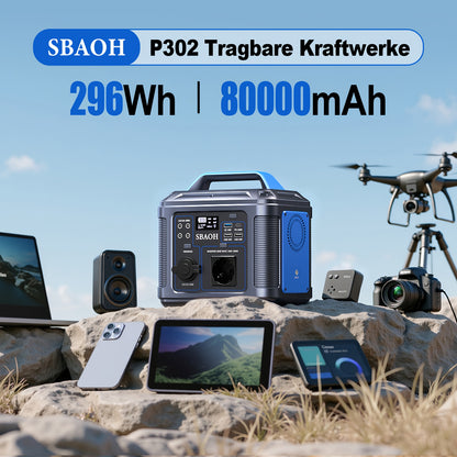 Powerbank – Draagbare Accu – Noodstroomvoorziening – Mobiele Oplader – Power Station Blauw – 296Wh Capaciteit – Multi-USB Snel Opladen - QUORE