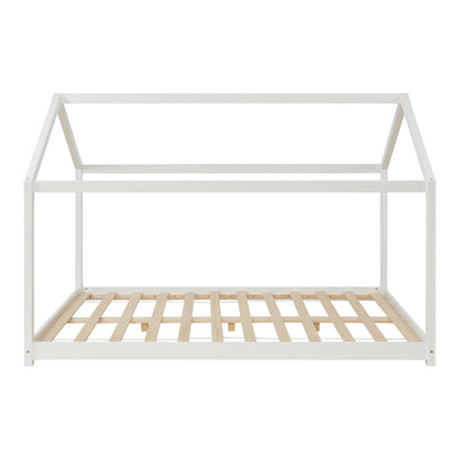 Huisbed Kinderbed – Bedhuisje – Speelbed – Juniorbed – Houten Bed – 140x200 cm – Massief Grenenhout – Mat Wit Design