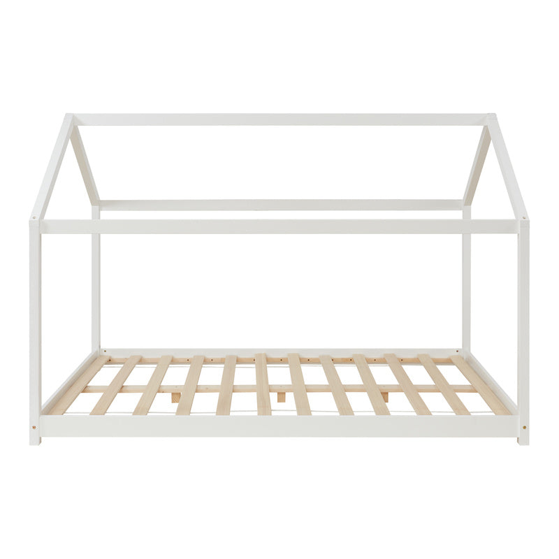 Houten Huisbed – Kinderbed – Bedhuis – Speelbed – Bedhuisje – 120 x 200 cm – Grenenhout Wit – Eenvoudige Montage – Veilig & Knus
