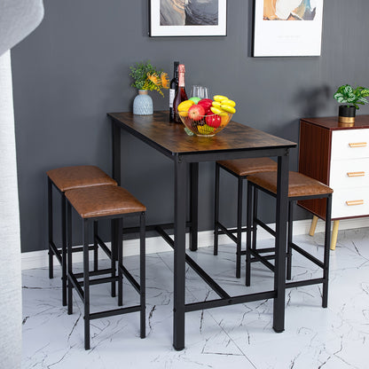 Bartafelset – Bartafel – Barkrukken Set – Eettafel – Keukentafel – Industrieel Design – MDF Hardhoutlook – Zwart Gietijzer Onderstel