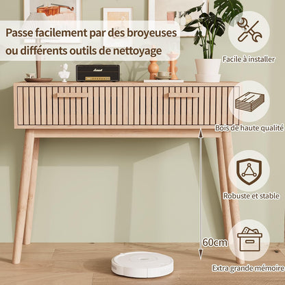 Houten Kaptafel – Make-uptafel – Schoonheidstafel – Sidetable – Bureau – Duurzaam Natuurlijk Hout – Twee Ruime Laden