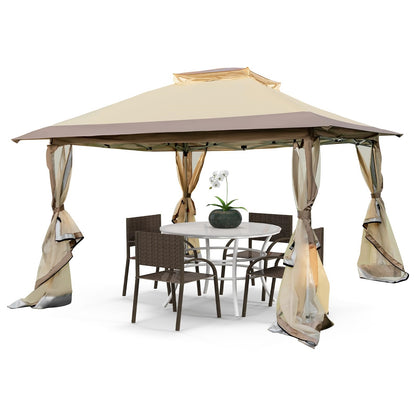 Vouwbare Partytent – Tuinpaviljoen – Overkapping – Terras Tent – Pergola – Met Muggennet – Dubbele Waterdichte Dak 3,6x3,6m – UV Bescherming 50+