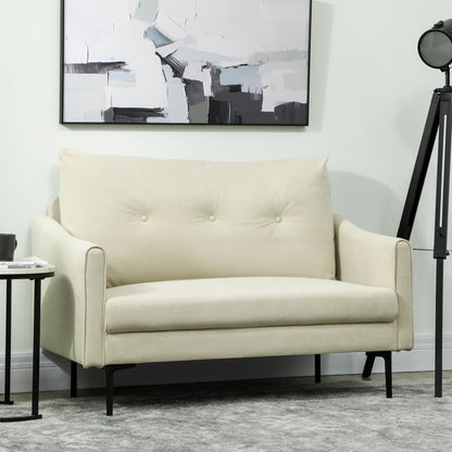 2-Zits Bank – Tweezits Sofa – Zithoek – Loveseat – Loungebank – Cream – Zachte Foam Kussens – Stevig Metalen Frame