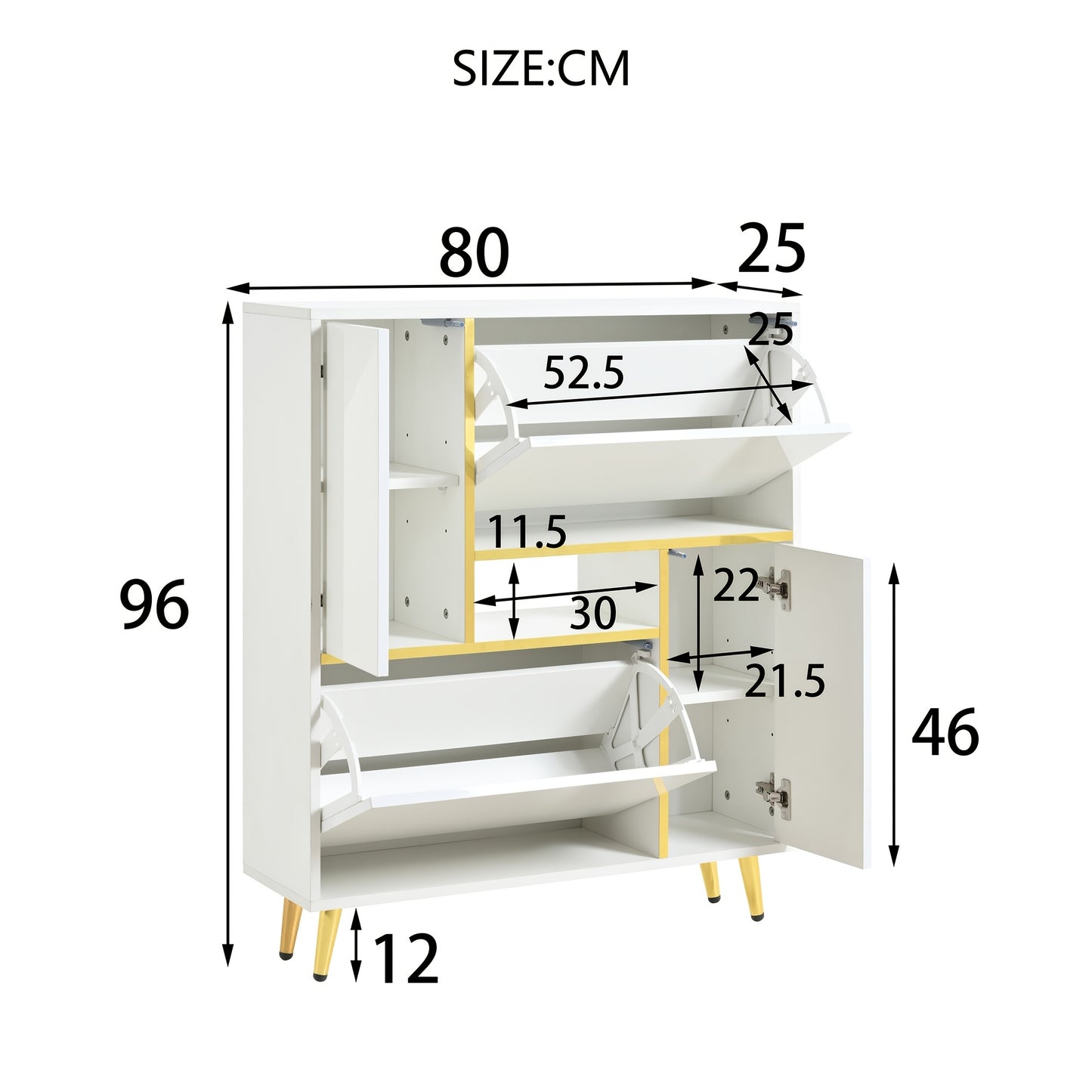 Schoenenkast – Schoenenrek – Schoenenopberger – Schoenenmeubel – Schoenenbankje – Modern Design – Hoogglans Wit – Vrijstaand – 80x25x96 cm – Hoogwaardige Materialen