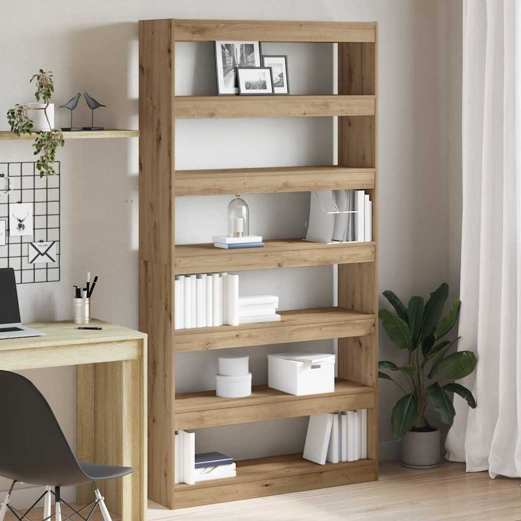 Boekenplank – Wandplank – Boekenrek – Wandrek – Opbergplank – Houten 6 Lagen – Eikenkleur – Inclusief Bevestigingsmateriaal