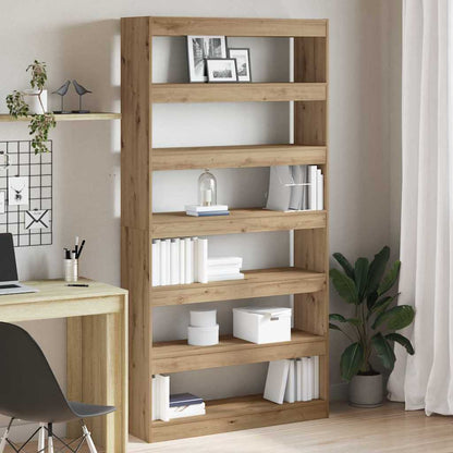 Boekenplank – Wandplank – Boekenrek – Wandrek – Opbergplank – Houten 6 Lagen – Eikenkleur – Inclusief Bevestigingsmateriaal