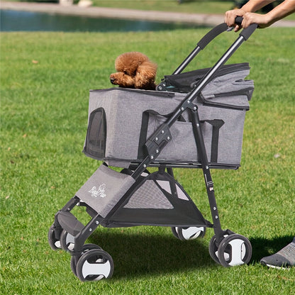 Huisdierr buggy – Dierenwagen – Hondenwagen – Kattenbuggy – Wandelwagen – Extra Groot 124x63x40 cm – Stevig Legeringsstaal, Opvouwbaar Met Regenhoes