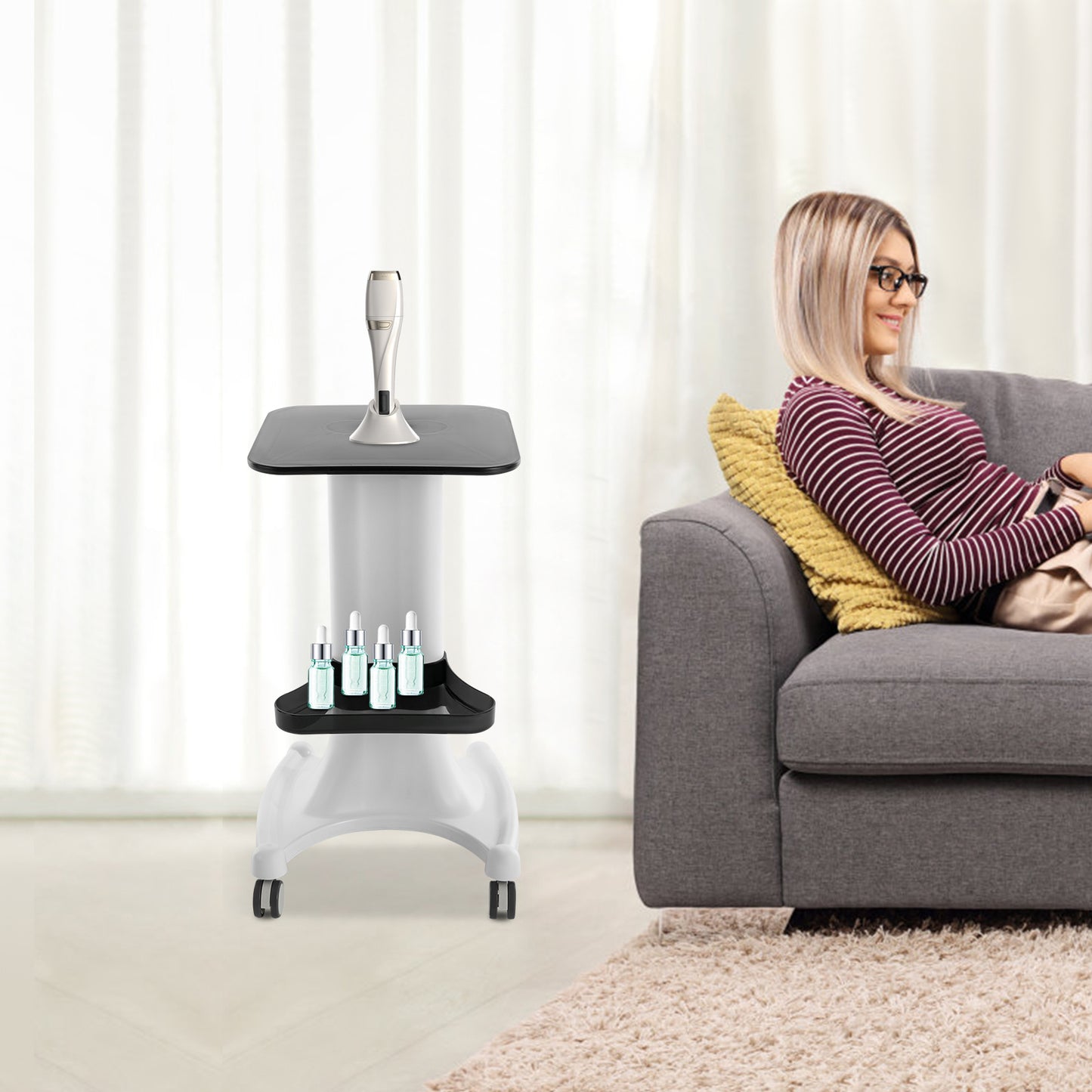 Pedicurekar – Pedicure Trolley – Schoonheidstrolley – Manicure Kar – Mobiele Salonkar – Verstelbare Hoogte – Wieltjes Met Rem