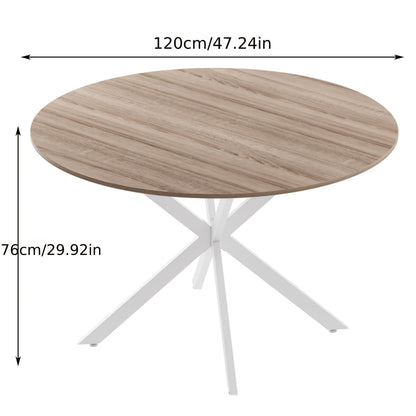 Eettafel – Ronde Tafel – Keukentafel – Eetkamertafel – Houten Tafel – 120 cm Diameter – X-Vormig Metalen Onderstel – Geschikt Voor 4-6 Personen