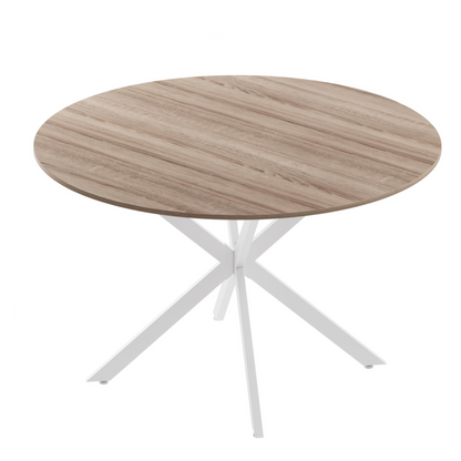 Eettafel – Ronde Tafel – Keukentafel – Eetkamertafel – Houten Tafel – 120 cm Diameter – X-Vormig Metalen Onderstel – Geschikt Voor 4-6 Personen