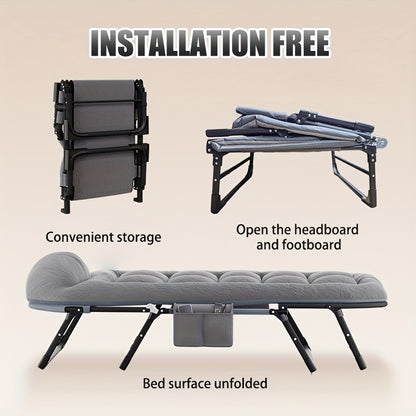 Opvouwbaar Bed – Inklapbaar Bed – Vouwbed – Campingbed – Logeerbed – Ruimtebesparend Ontwerp – Stevig Metaalframe – Oxford Stof – Geschikt Tot 1,90 Meter – Gebruik Binnen en Buiten
