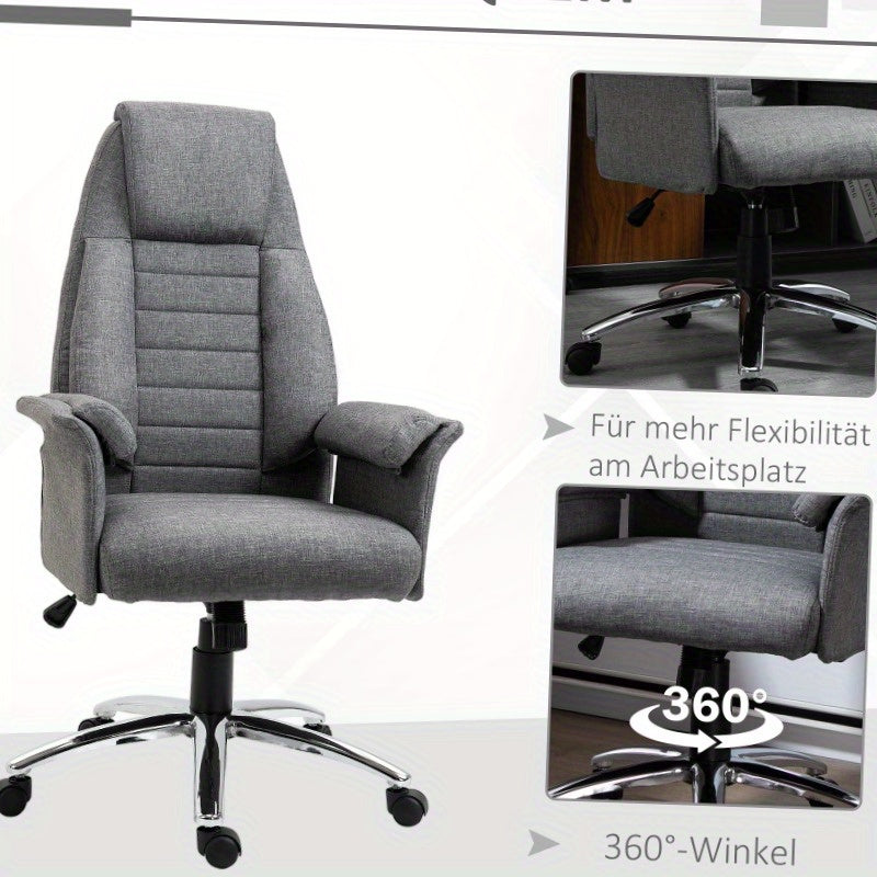 Ergonomische Bureaustoel – Comfortstoel – Kantoormeubilair – Werkstoel – Thuiswerkstoel – Verstelbare Zithoogte Tot 115 cm – Duurzaam Glas- en Roestvrij Stalen Frame – Grijs Gemêleerd