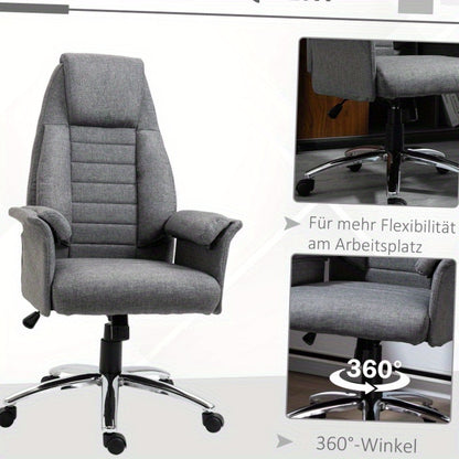 Ergonomische Bureaustoel – Comfortstoel – Kantoormeubilair – Werkstoel – Thuiswerkstoel – Verstelbare Zithoogte Tot 115 cm – Duurzaam Glas- en Roestvrij Stalen Frame – Grijs Gemêleerd