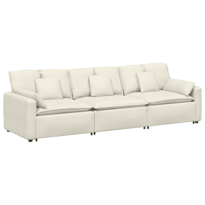 Hoekbank – Modulaire Bank – Loungeset – Zitbank – U-Bank – Fluwelen Bekleding – Stevig Metaalframe – Crèmekleur