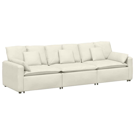 Hoekbank – Modulaire Bank – Loungeset – Zitbank – U-Bank – Fluwelen Bekleding – Stevig Metaalframe – Crèmekleur